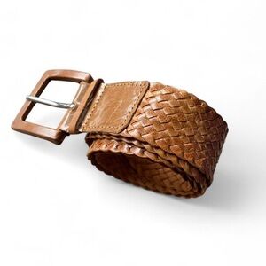 Woven Leather Belt - Brown